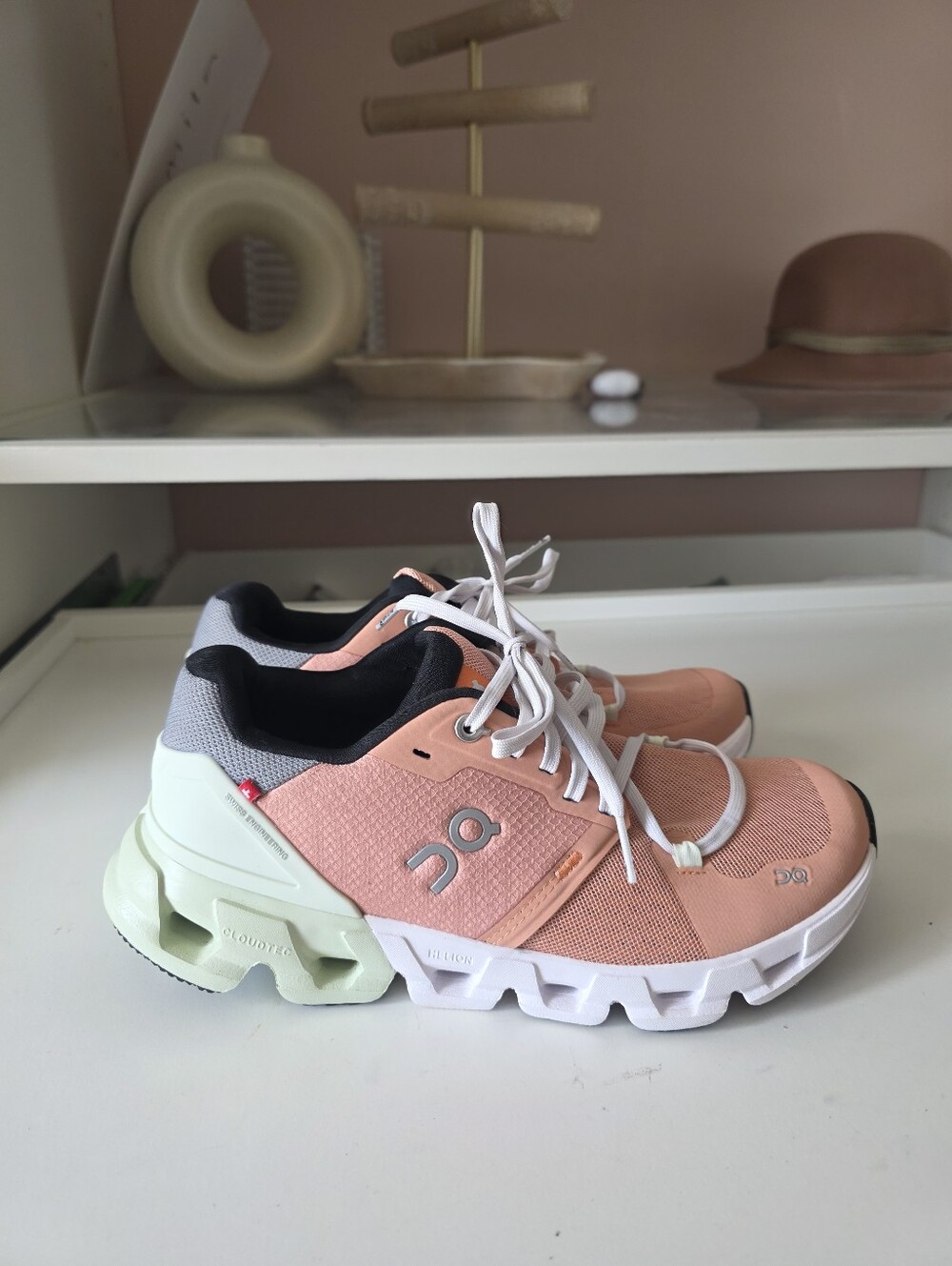 On Running Women's Coral Athletic Running Shoes with White Laces